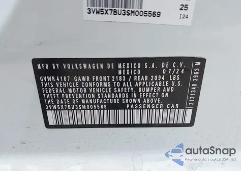 2025 Volkswagen Jetta 1.5T S from USA, damaged, VIN 3VW5X7BU3SM005569